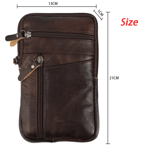 Men Small Leather Versatile Shoulder Belt Bag- Phone Pouch/ Wallet / Waist Pack - Picture 7 of 13