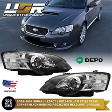 DEPO JDM Black/Clear Projector Headlights For 2005-2007 Subaru Legacy / Outback