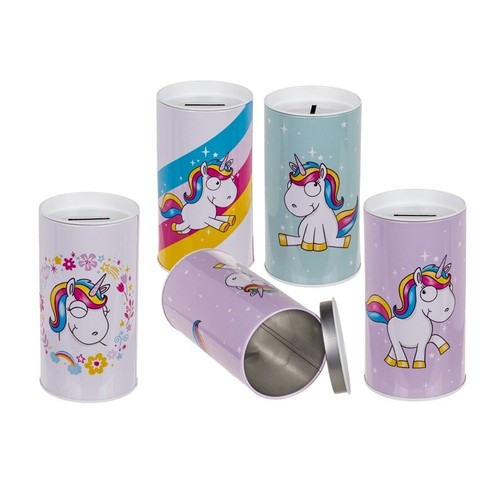 Einhorn Spardosen Comic Metall Blech Sparschwein 15,5x 8 cm 4-fach sortiert - Bild 3 von 24
