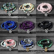 108 Mala Beads Gemstone Prayer Meditation Handmade Healing Bracelet Necklace