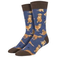 Socksmith Men's Crew Socks Puppy Dog Golden Retrievers Labrador Novelty Footwear