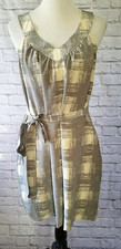 Marc by Marc Jacobs Size Medium (M) Dress Cream & Grey Print Silk Pockets 