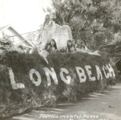 1921 Tournament of Roses Long Beach Parade Float Pasadena CA Mermaids RPPC Photo