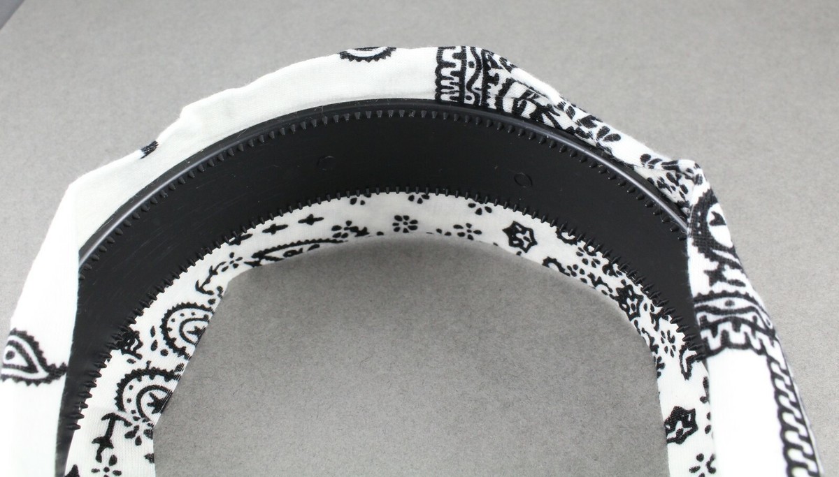 Headband, D, Black and White White Bandana Tie Headband main image 2