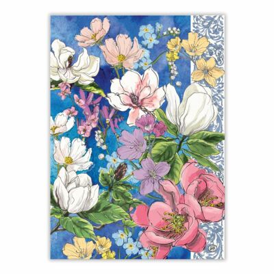 Michel Design Works Cotton Kitchen Tea Towel Magnolia Floral Blue PInk Purple