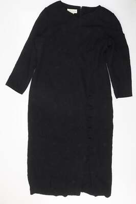 Freizeit Corner Damen schwarz Blumenmuster Polyester A-Linie Größe 12 Bootsausschnitt Reißverschluss