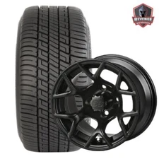 12" Ninja Matte Black Golf Cart Wheels and Tires Combo (205/30-12) Set of 4