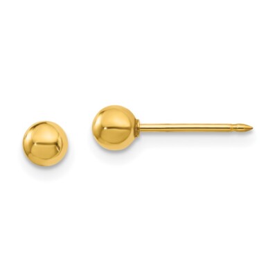 18 Karat Gelbgold 4 mm Kugel Ohrstecker Geschenk für Frauen