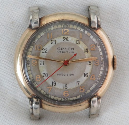 Gruen PAN AM Official Pilot Watch 24hr Dial VeriThin Cal 420SS