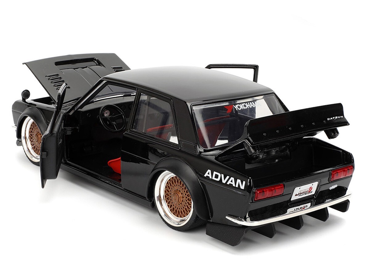 JADA JDM TUNERS 1973 DATSUN 510 ADVAN 1/24 DIECAST MODEL CAR BLACK