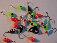 20 NEW 4MM ASSORTMENT TUNGSTEN JIGS HOOKS ICE FISHING SIZE 12 for rod reel w eye