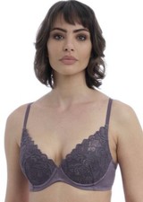 Wacoal Eglantine Grey Underwired Padded Plunge Bra UK 30C 30DD