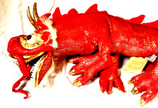 Folkmanis Red Chinese Dragon Serpent Snake Plush Hand Puppet 47" L Fantasy READ