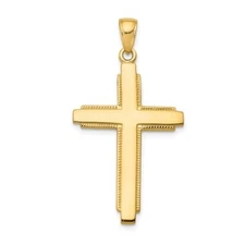 REAL 10k Yellow Gold Latin Polished Plain Cross Charm Pendant 41x21mm