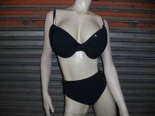 GOTTEX Profile Black Bikini jewel accents BATHINGSUIT SWIMSUIT set Sz- 14 D CUP
