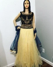 Party wear Readymade Navy Blue & Maroon Lehenga Crop Tops in two styles