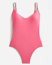 J. Crew Women's Scoopneck One Piece Swimsuit Size 24 Pink Full Coverage Low Back