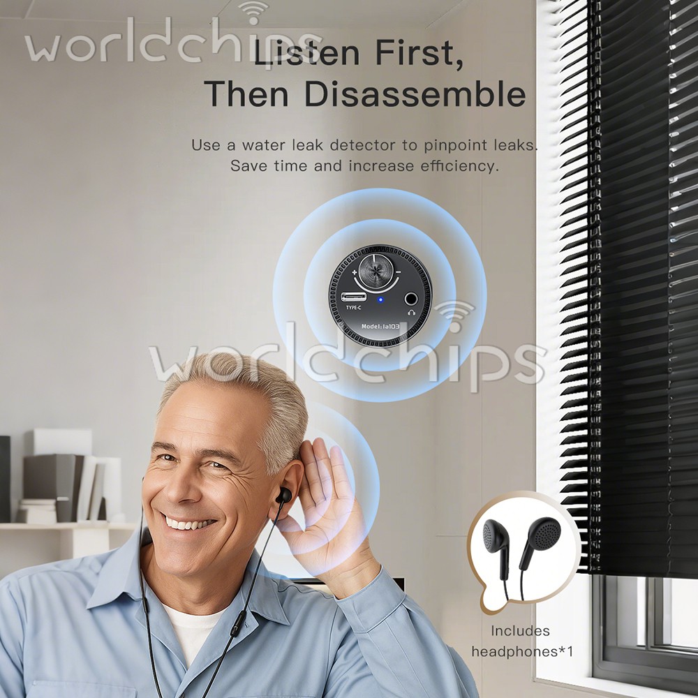 2pcs Water Leakage Detector Pipe Leak Detection Sound Amplifier Rechargeable