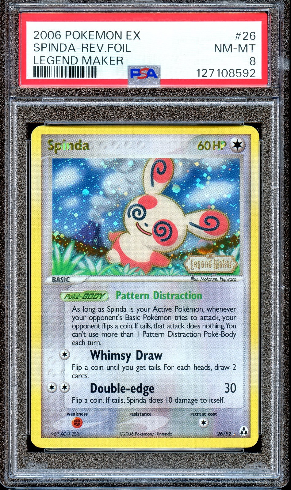 PSA 8 Spinda 26/92 Reverse Foil Stamped EX Legend Maker Pokemon Card NM