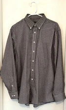 Jos. A. Bank Men's Blue/Maroon Plaid Checked Long Sleeve Button Down Shirt Large
