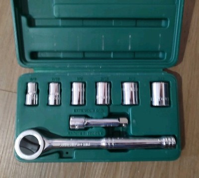 JONNESWAY S05H3208Sa - 3/8'' Drive Socket Ratchet Wrench w/ SAE Sockets (8 piece)
