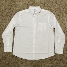 Brooks Brothers The Original Polo Shirt Men's L Oxford Long Sleeve White