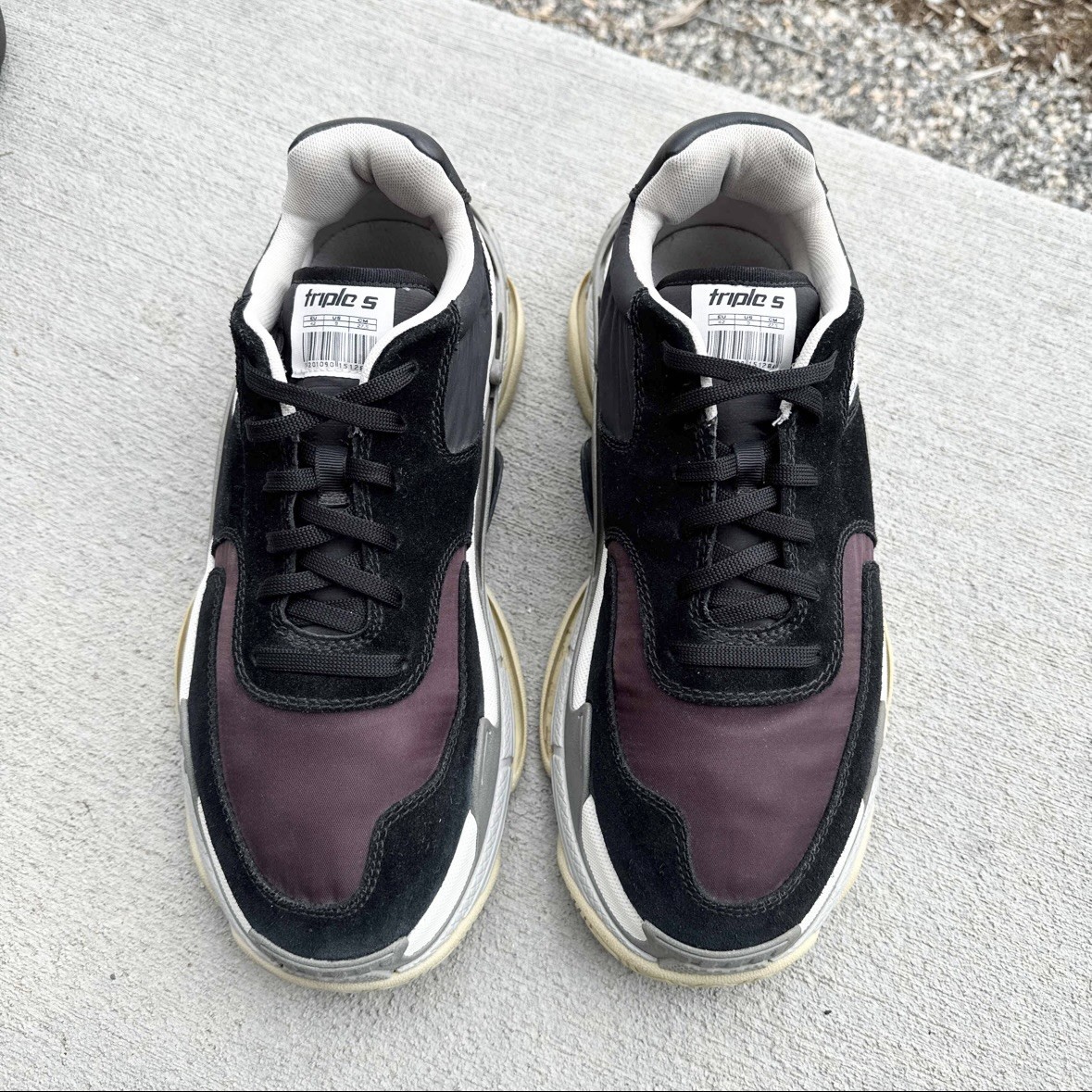Balenciaga Triple S Mens V2 Black Burgundy Nylon Speed Trainer Sneaker Balenciaga | Shoes | Balenciaga Triple S Mens V2 Black  main image 2