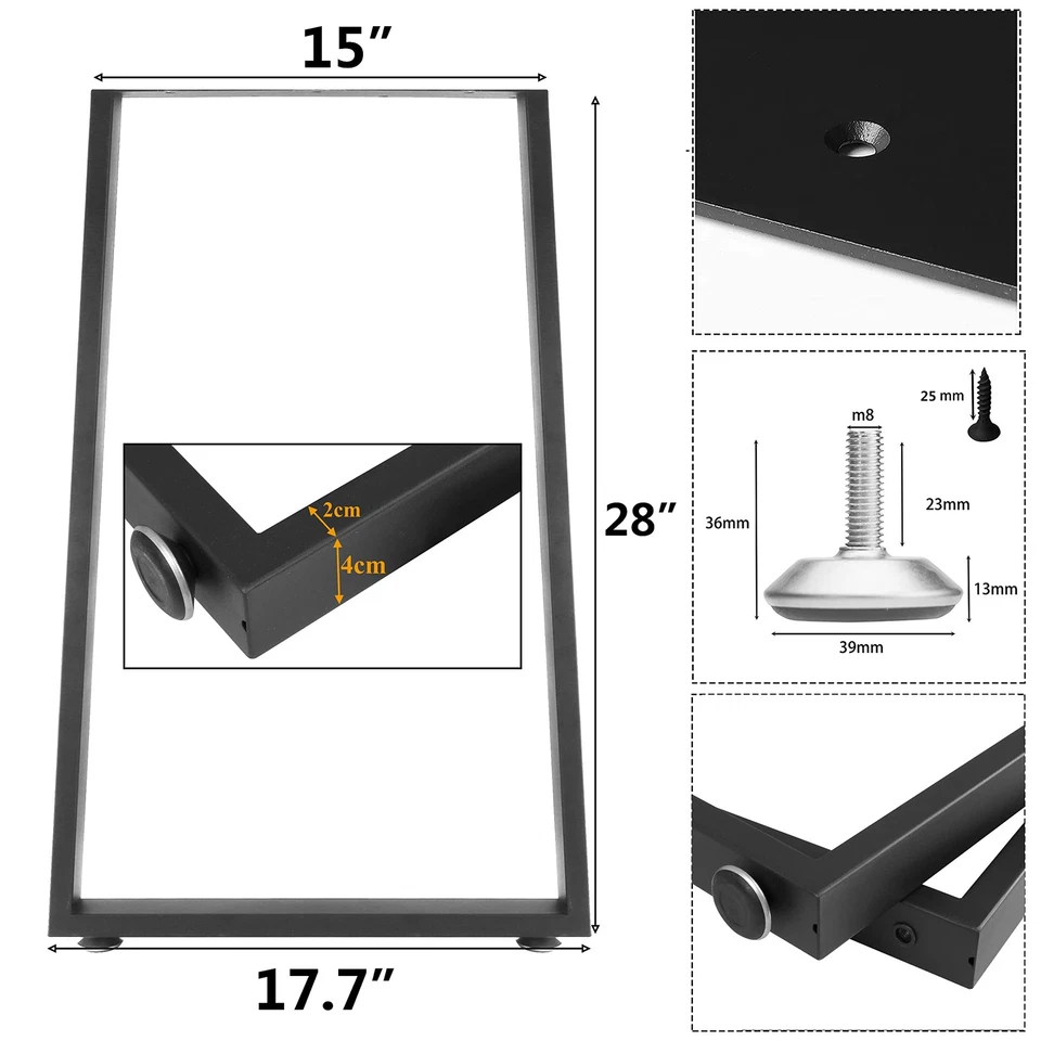 Patas de mesa de metal patas de escritorio, tubo cuadrado de alta resistencia patas de escritorio de hierro, muebles hágalo usted mismo... Foto 4 de 4