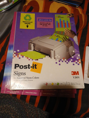 3M Post-it Neon Signs for Ink Jet and Laser Printers Y2031 30 sheets Sealed