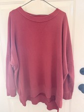Aerie Women's Crew Neck Pullover Sweatshirt Relaxed Fit Cotton Faded Red L