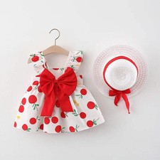Children's Clothing New Small Suspender Bow Orange 2Pcs/SetSummer Girls Dress