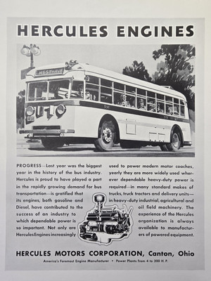 Hercules Motors Corp Canton OH Bus Engines Gas Diesel Vintage Print Ad 1936