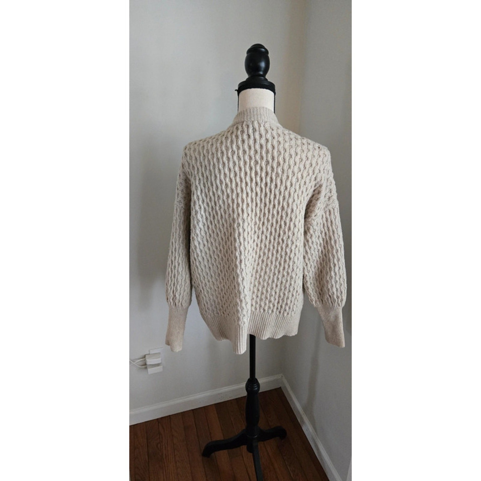 Universal thread beige open cardigan sweater medi… - image 3