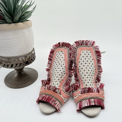 Topshop womens white sandals heels ROCOCO embroidered sandals US sz 8.5
