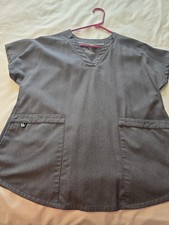Womens Sz M Gray Scrub Top Shirt ClimateRight By Cuddl Duds Soft Stretch Euc