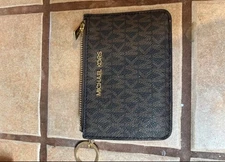 Michael Kors Small Top Zip Coin Pouch ID Card Holder Key Ring Wallet