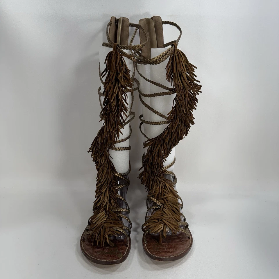 Sandalias Sam Edelman Gladiador de latón marrón con flecos para mujer talla 10 M Foto 3 de 4