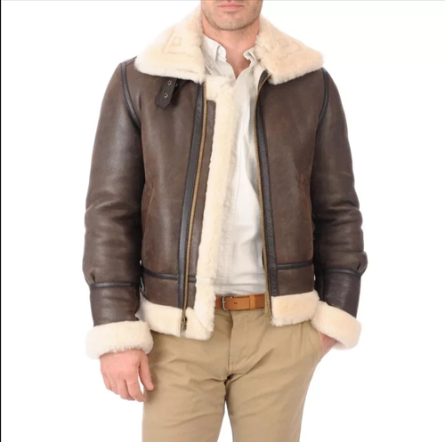 Schott Type B-3 Flight Mouton Bomber Leather Jacket Sheepskin Brown - Picture 1 of 5