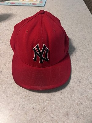 VTG New York Yankees Red Fitted Hat 7 1/2 New Era Fred Durst Limp