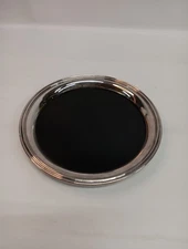 11.5" Stainless Steel Rim Round Tray Black Center Unbranded Cosmetic Tray