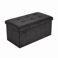 Rechteckiger Samthocker Mit Stauraum, Klappbar, 76 × 38 × 38 Cm