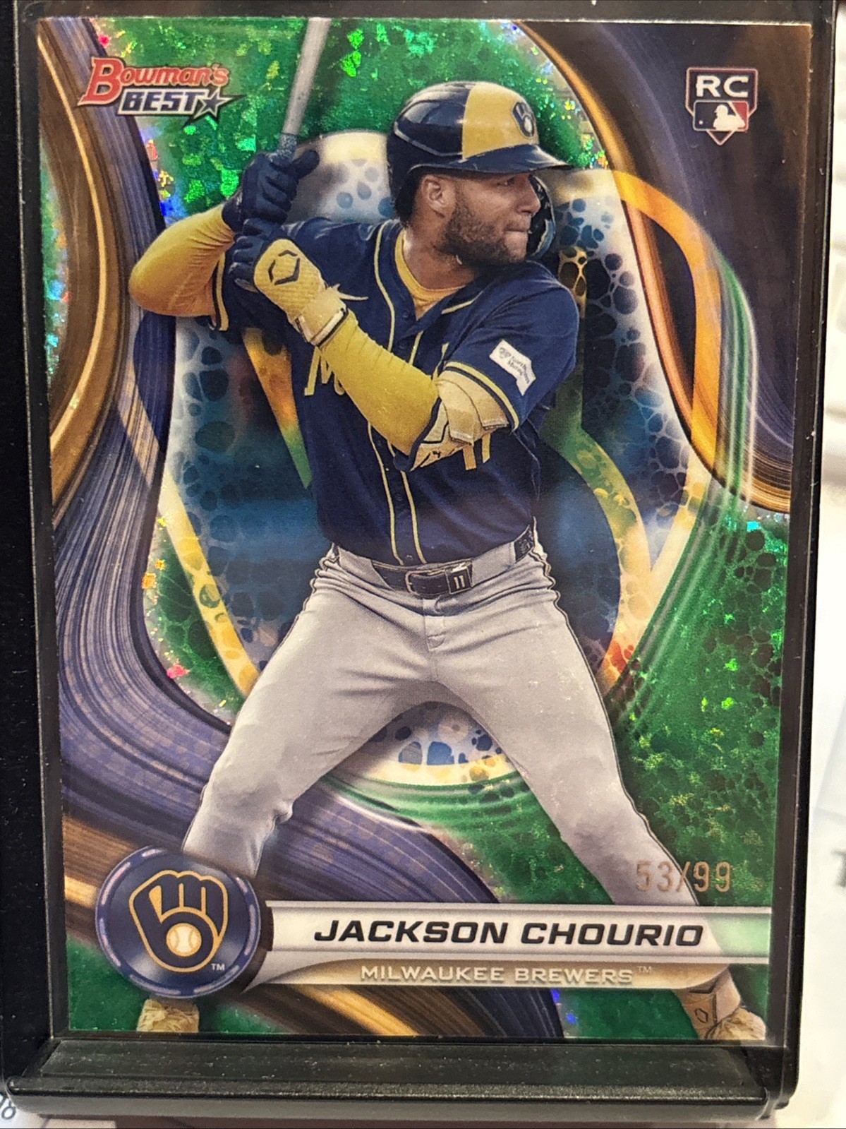 2024 Bowman’s Best Jackson Chourio Green Refractor RC /99 Rookie #38 Brewers