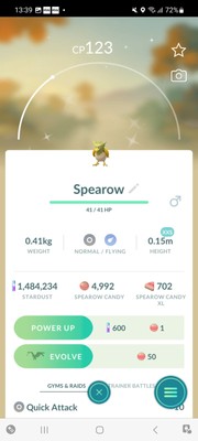 Pokemon Go Shiny Spearow ( XXS )  