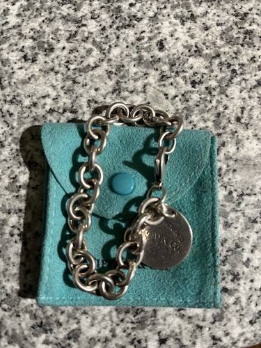 Return To Tiffany & Co Round Disc Tag Bracelet 19cm 7.5” Genuine Sterling Silver - Picture 6 of 10