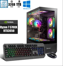 Gaming PC Desktop Computer i7 Up to 32GB RAM RTX3050 1TB SSD NVIDIA Windows 11