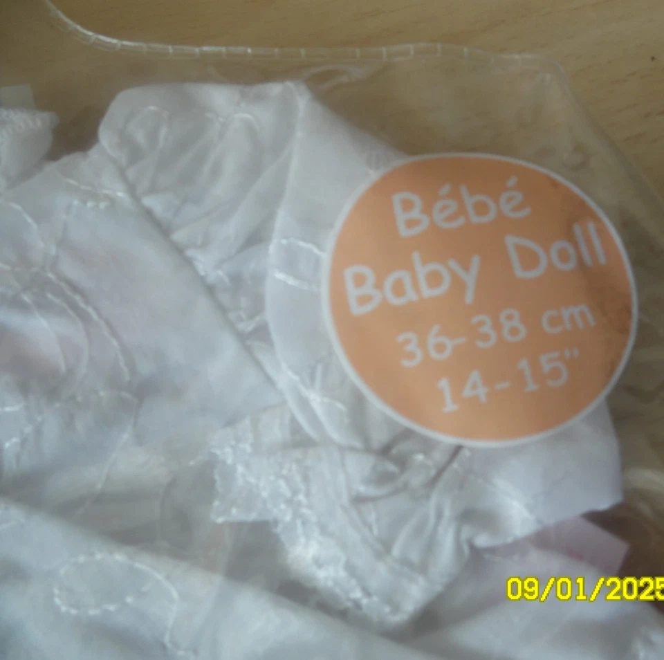 LBC COROLLE VETEMENT POUPEE BEBE 36/38CM 14" 15" 3 PIECE BLANC 2007 100% NEUF - Photo 2/4