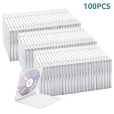 100 New Single Slim Clear CD/DVD/VCD Jewel Tray Cases Storage Boxes Holder 5.2mm