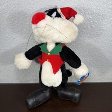 Vintage Plush WB Looney Tunes Sylvester Tuxedo Cat w/Santa Hat  Vest 1997 NWT