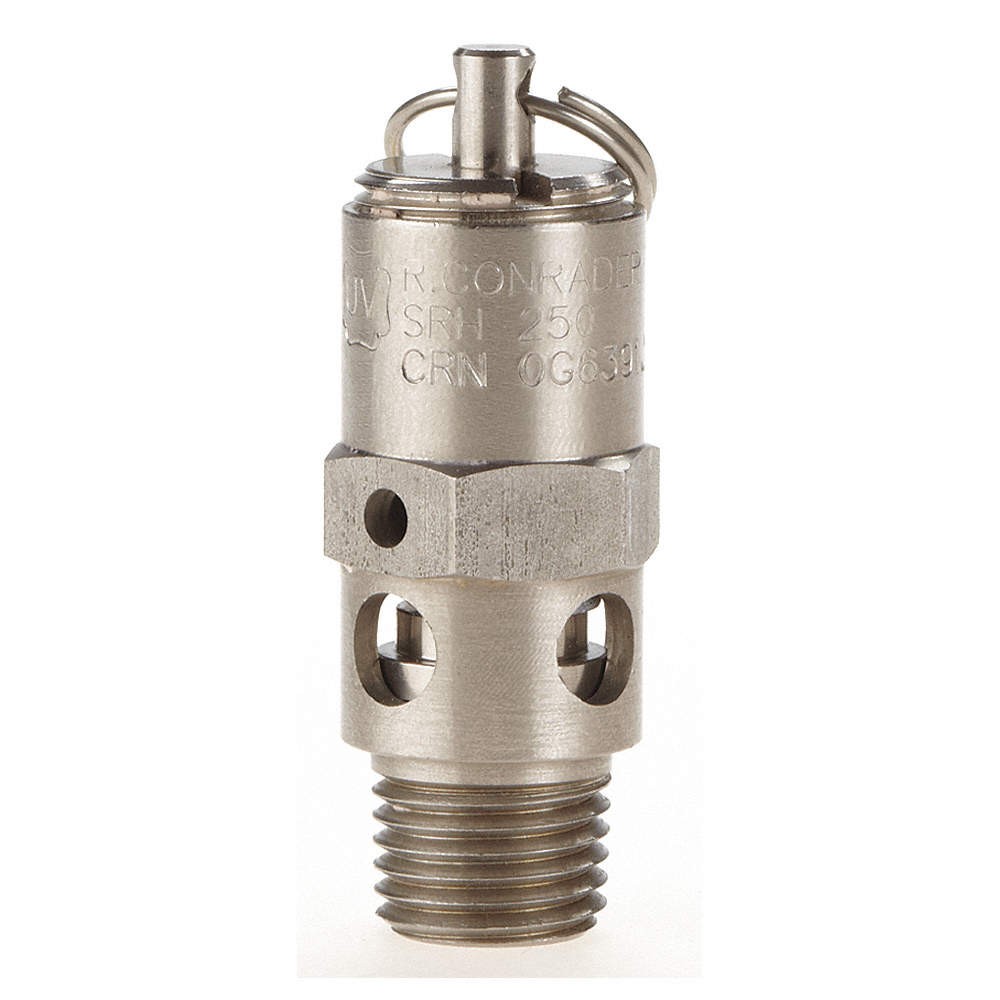 CONRADER SRH250-SS-250 Safety Valve,Hard Seat,1/4In,250 PSI,SS 15X846
