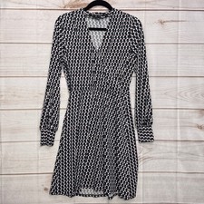 Adrianna Papell Small Faux Wrap Dress Geometric Cube Print Fit & Flare